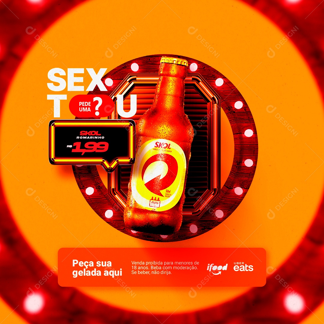 Sextou Pede Uma Skol Cervejaria Social Media PSD Editável