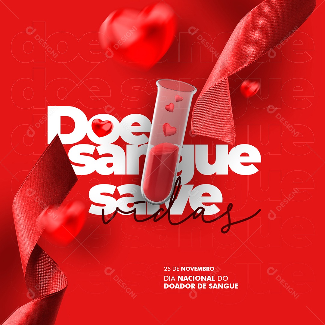 Doe Sangue e Salve Vidas Dia Nacional do Doador de Sangue Social Media PSD Editável