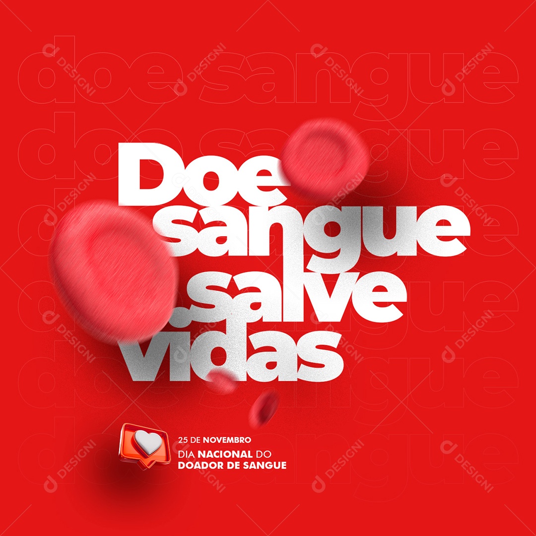 Doe Sangue e Salve Vidas Dia Nacional do Doador de Sangue Social Media PSD Editável