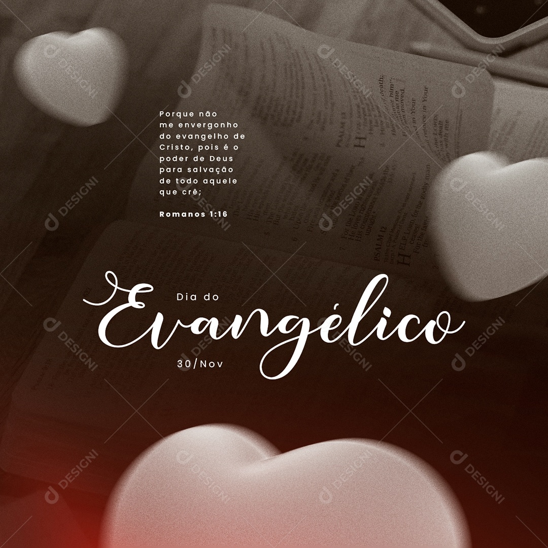 Porque não me Envergonho do Evangelho de Cristo Dia do Evangélico Social Media PSD Editável