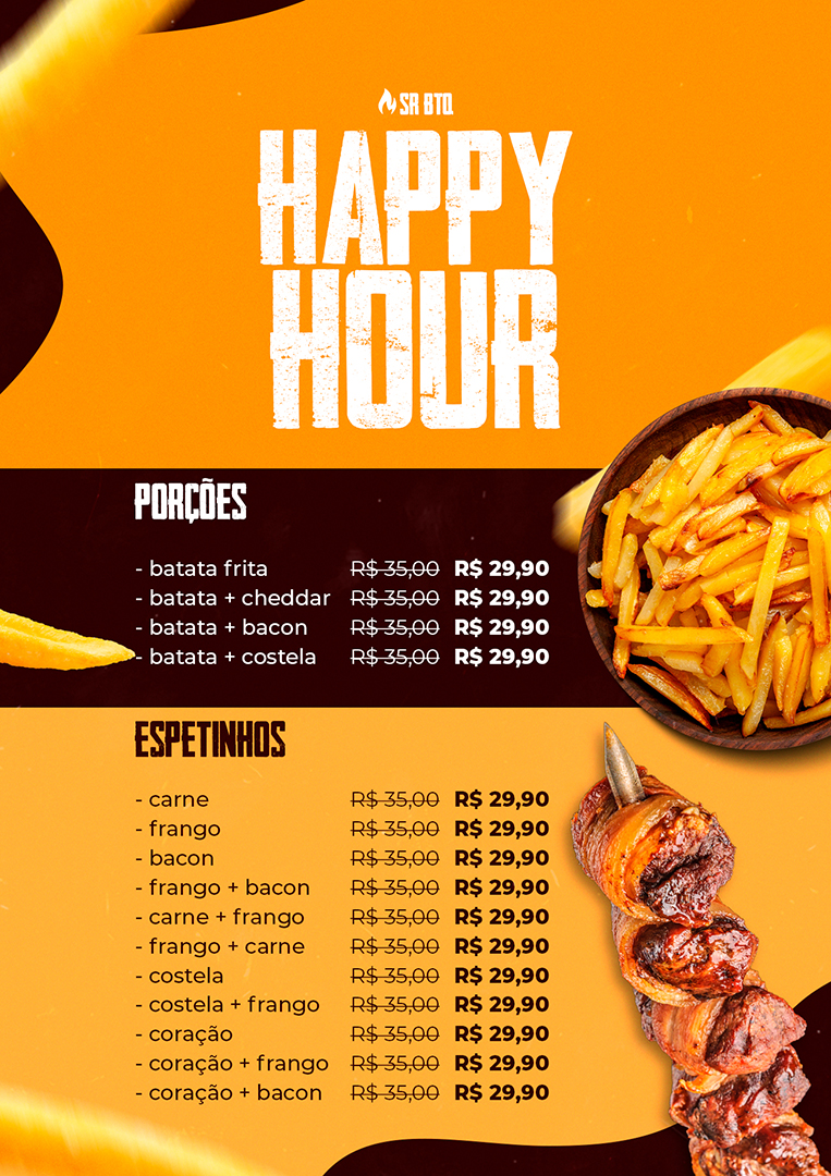 Modelo de Cardápio Happy Hour PSD Editável