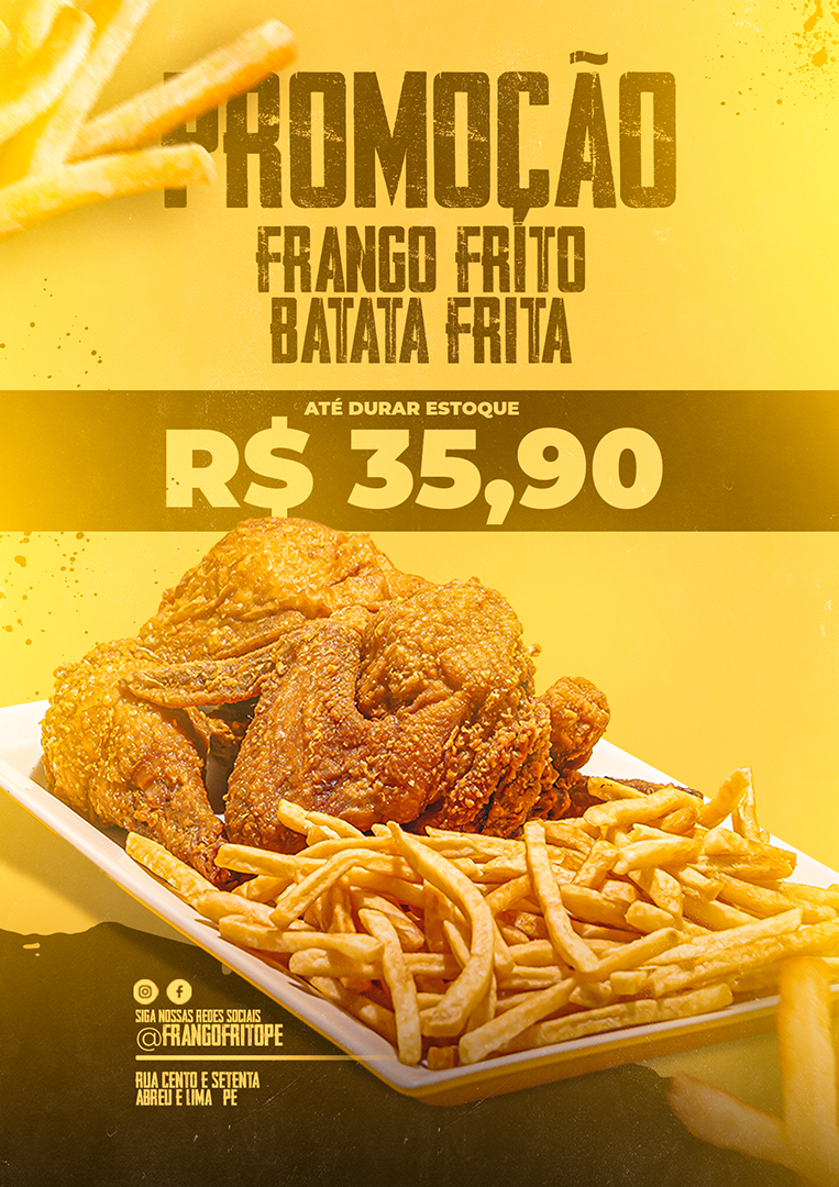 Modelo de Cardápio Promoção Frango Frito e Batata Frita PSD Editável