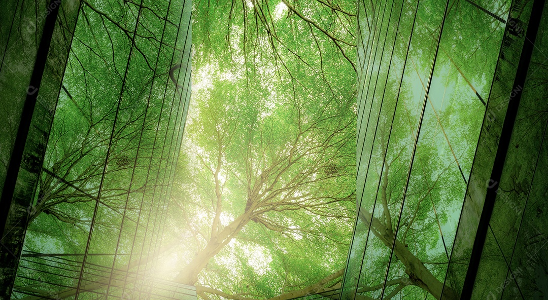 Edifício verde sustentável. Edifício ecológico. vidro sustentável