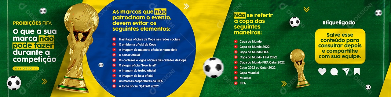 Proibições Fifa O Que a sua Marca Não pode Fazer Carrossel Social Media PSD Editável