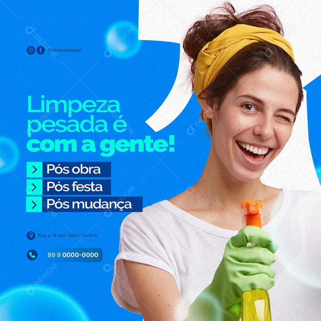 Limpeza Pesada é com a Gente Faxineira Social Media PSD Editável