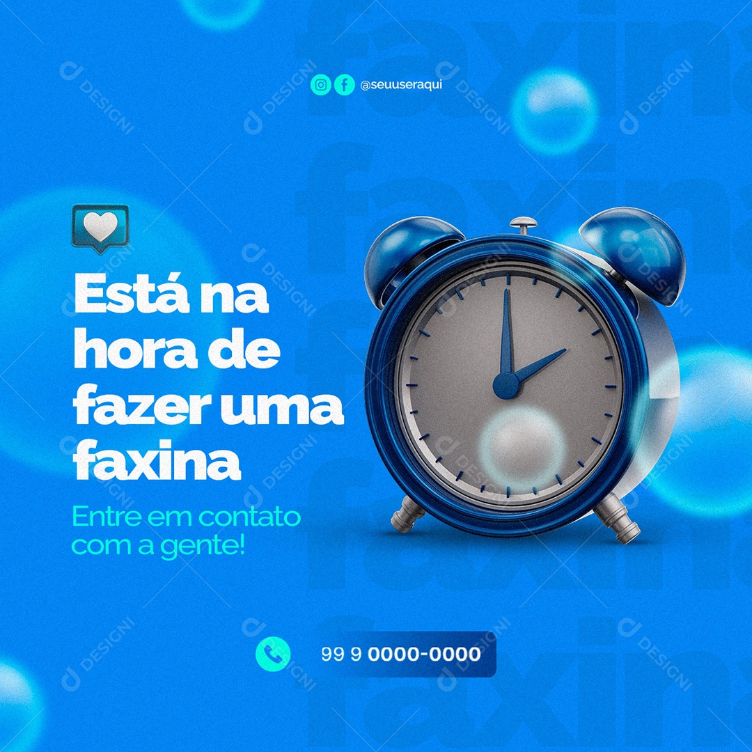 Está na Hora de Fazer Uma Faxina Faxineira Social Media PSD Editável