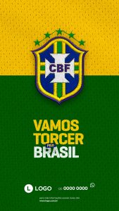 Vamos Torcer Pelo Brasil Copa do Mundo Story Social Media PSD Editável