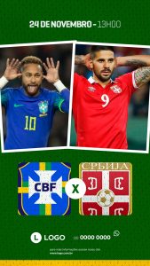 Brasil x Sérvia Rumo ao Hexa Copa do Mundo Story Social Media PSD Editável