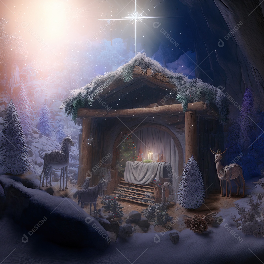 Cena de Natal com a Virgem Maria no presépio de Natal com o menino Jesus, Maria e José no celeiro