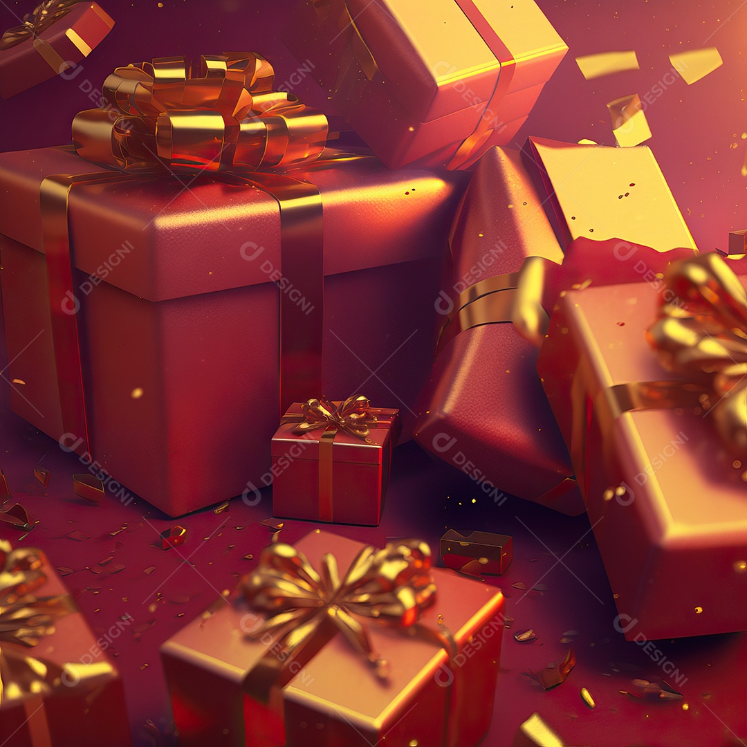 Composição da noite de natal com caixas de presentes coloridas perto da árvore de natal à noite