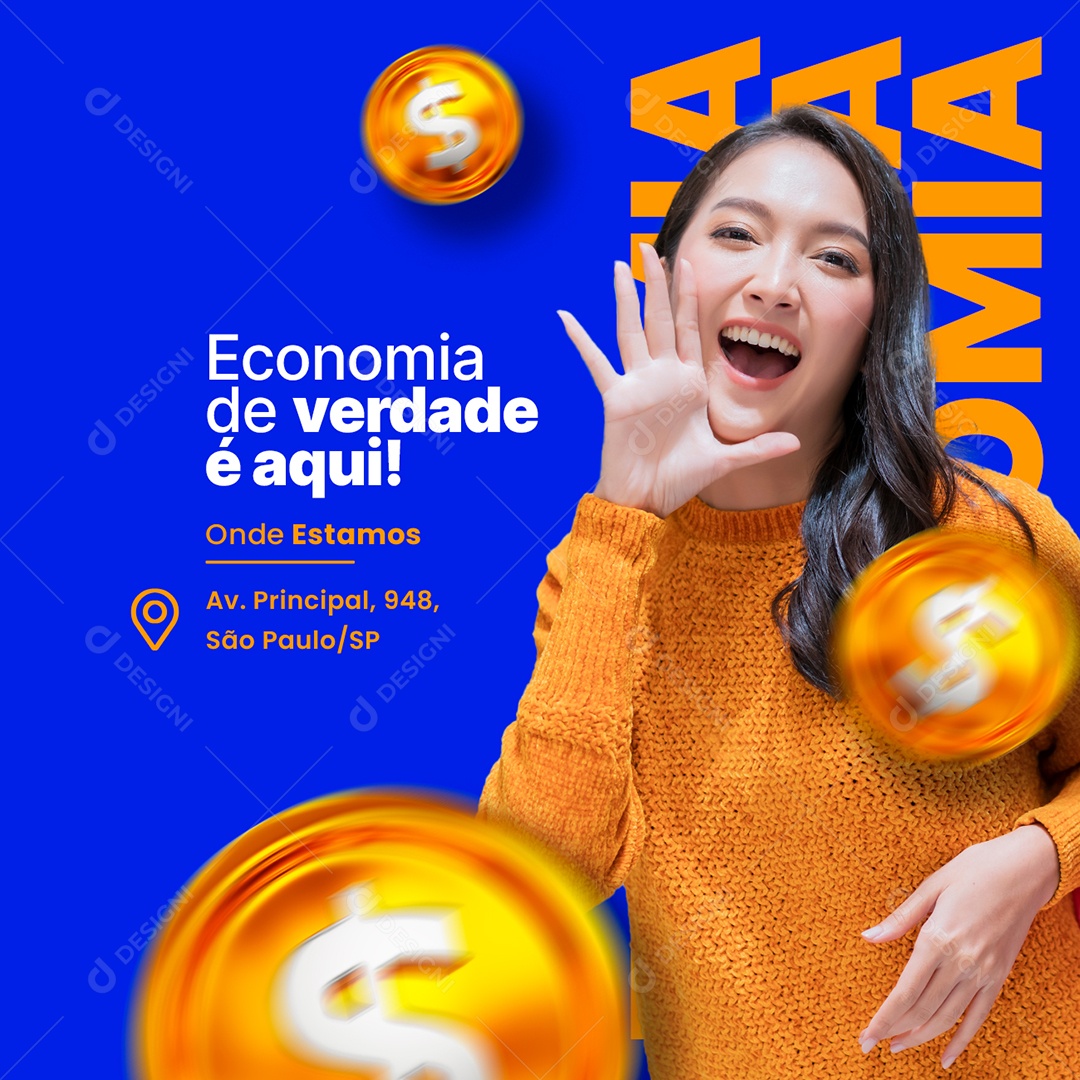 Economia de Verdade é Aqui Supermercado Social Media PSD Editável