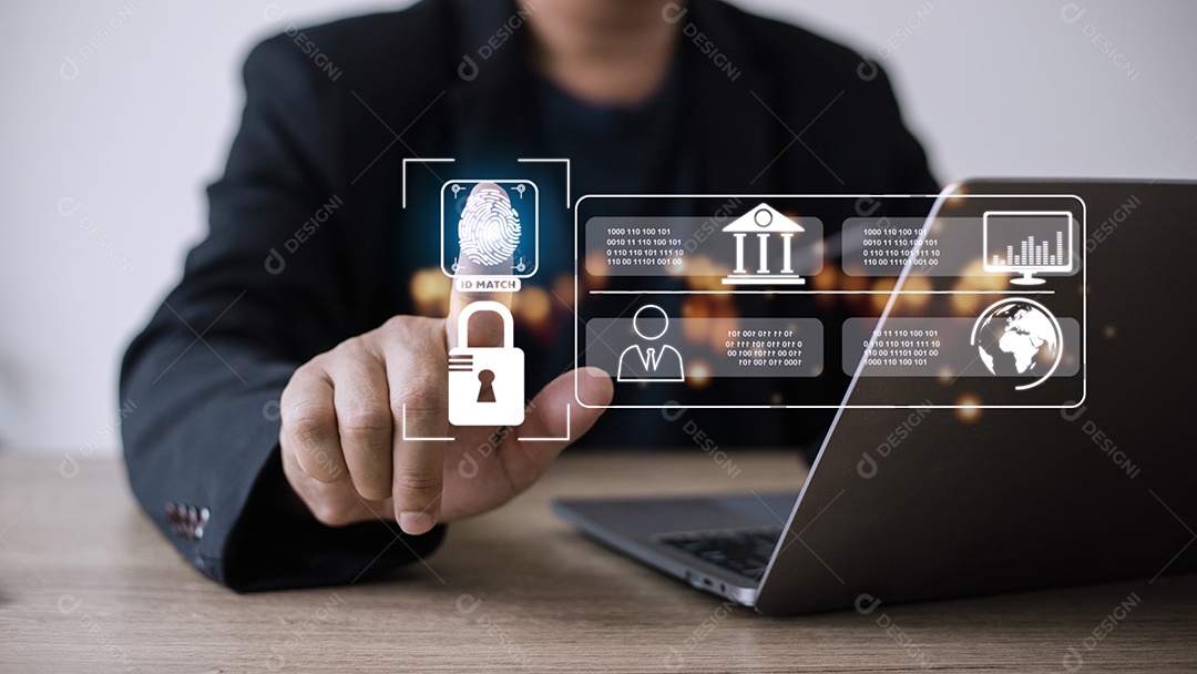 Conceito de tecnologia digital de segurança cibernética, empresários