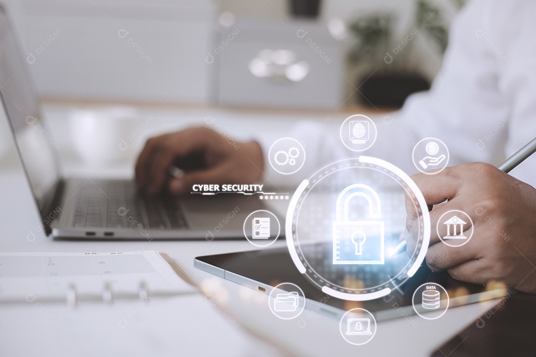 Internet de segurança cibernética e conceito de rede. informação segura