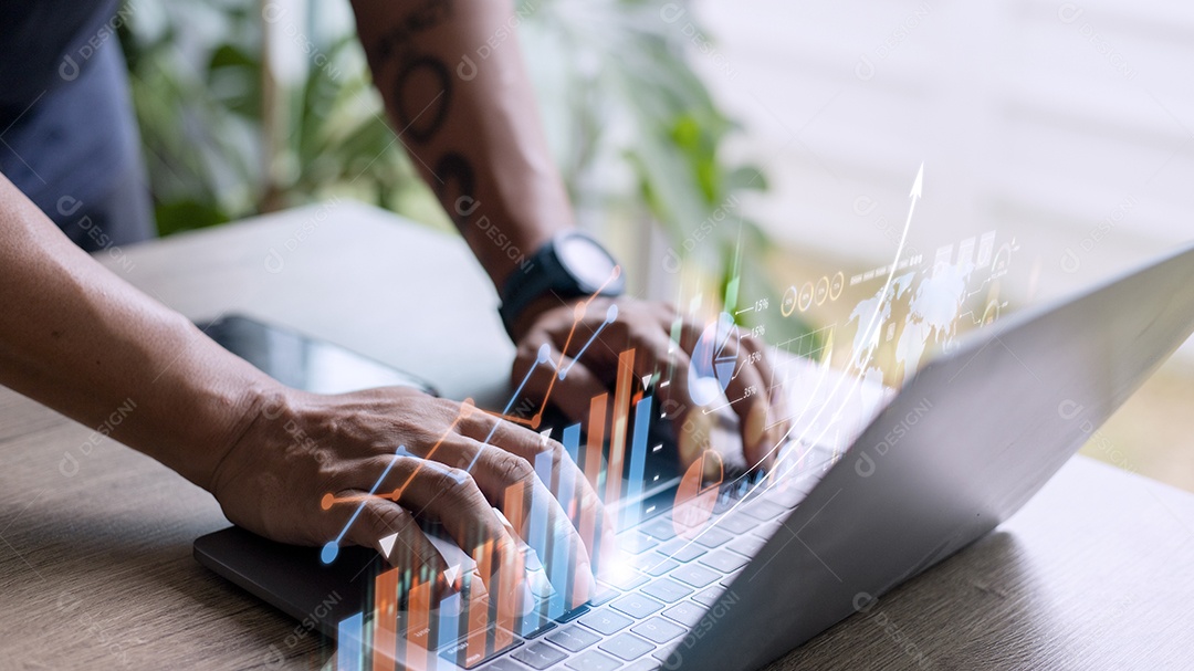 Análise de dados para o conceito de negócios e finanças. interface gráfica