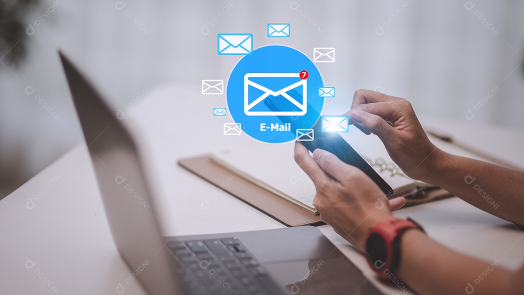 Conceito gráfico de comunicação eletrônica de caixa de entrada de e-mail