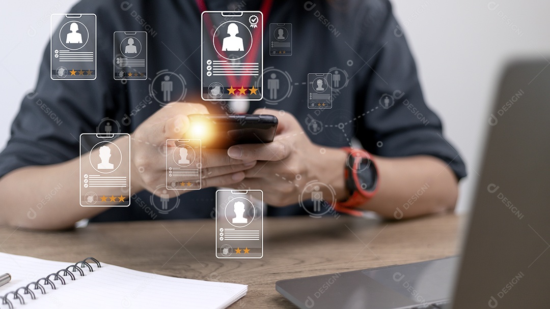 Conceito de serviço de pesquisa de especialista em aplicativos de recrutamento on-line