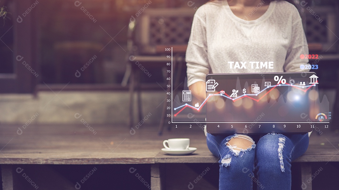 Conceito de finanças de negócios de otimização de pagamento de impostos