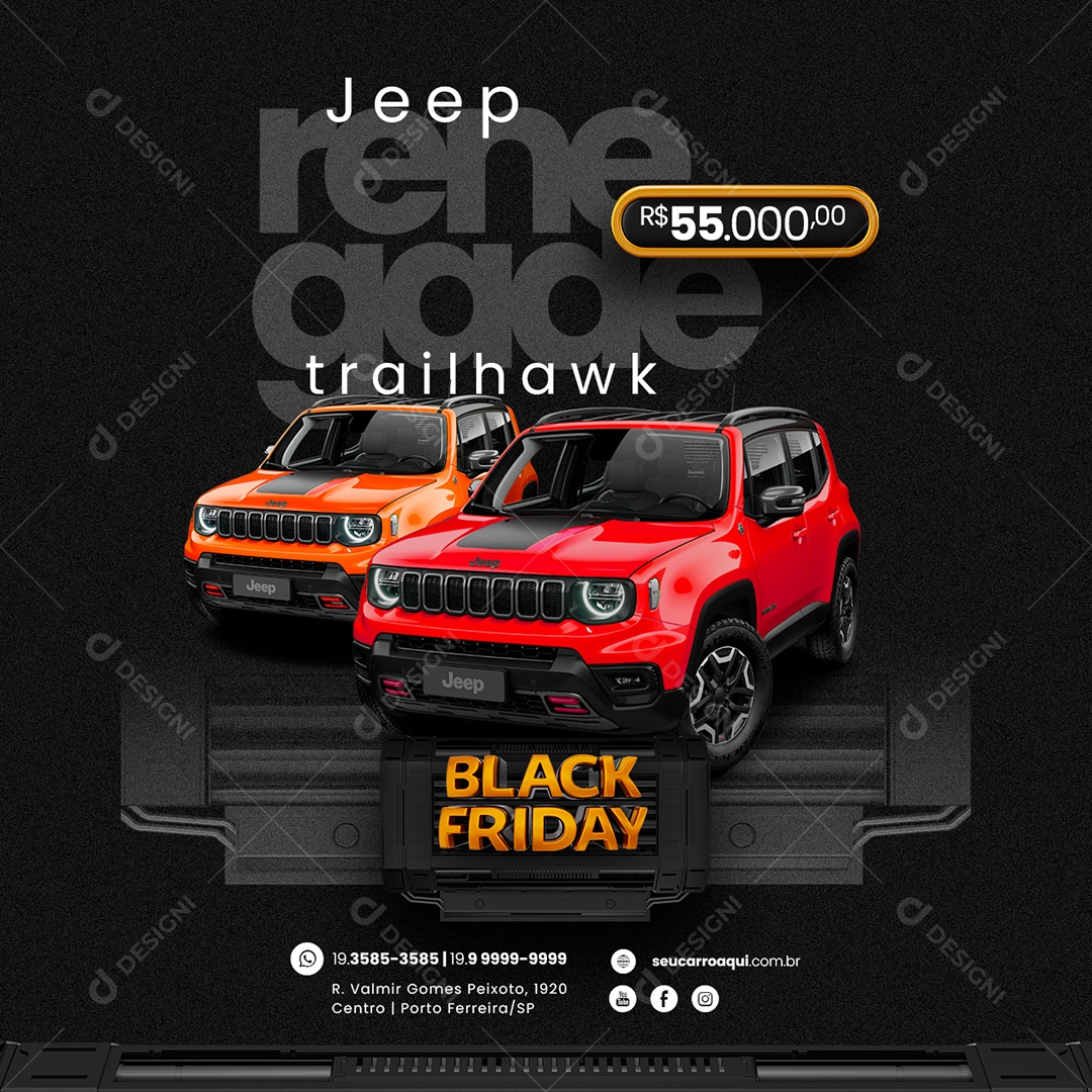Jeep Renegade Trailhawk Black Friday Concessionária Social Media PSD Editável