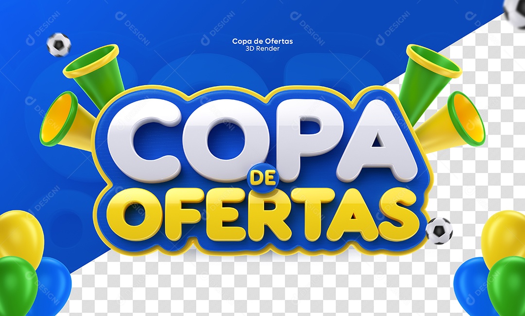 Copa de Ofertas Selo 3D Azul e Amarelo Para Composição PSD