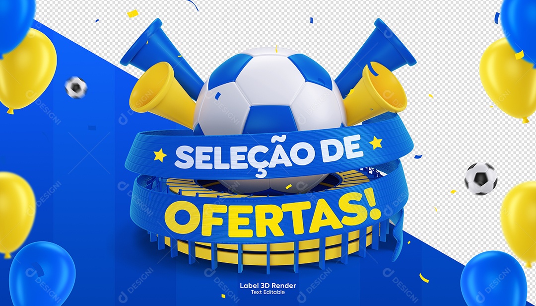 Seleção de Ofertas Selo 3D Azul para Composição PSD