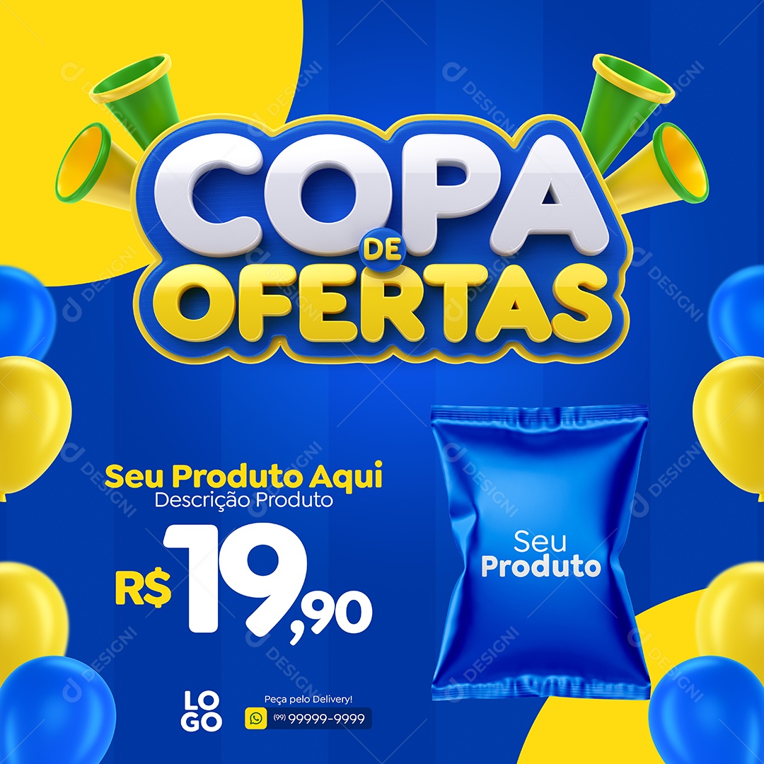 Copa de Ofertas Supermercado Social Media PSD Editável