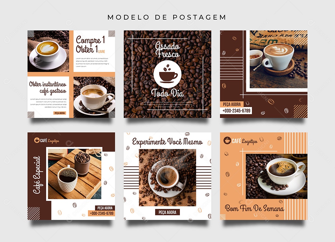 Modelo de Postagem Cafeterias Vetor EPS Editável