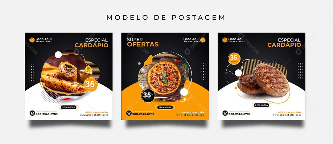 Modelo de Postagem Pizzarias Vetor EPS Editável