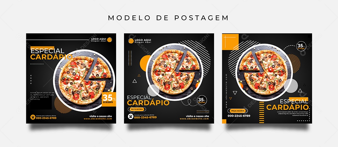 Modelo de Postagem Pizzarias Vetor EPS Editável