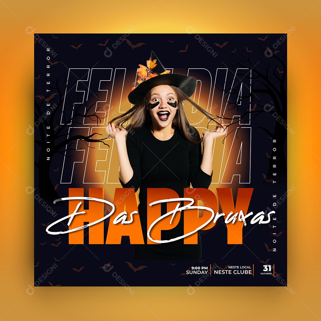Social Media Feliz Dia das Bruxas EPS Editável