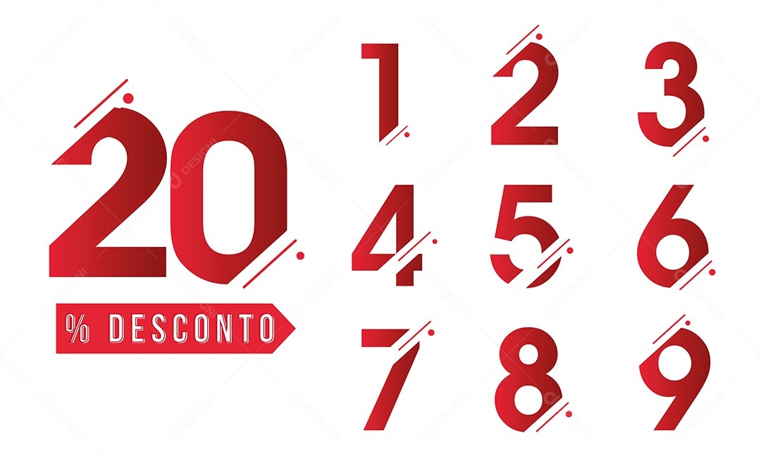 Números Vermelho Vetor EPS