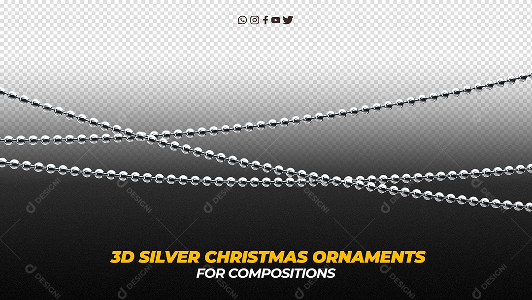Elemento 3D Para Composição Enfeite de Cordas Natalinas PSD