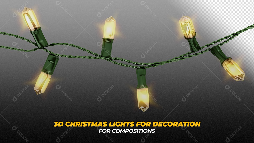 Elemento 3D Para Composição Enfeite Natalinos de Pisca Pisca PSD