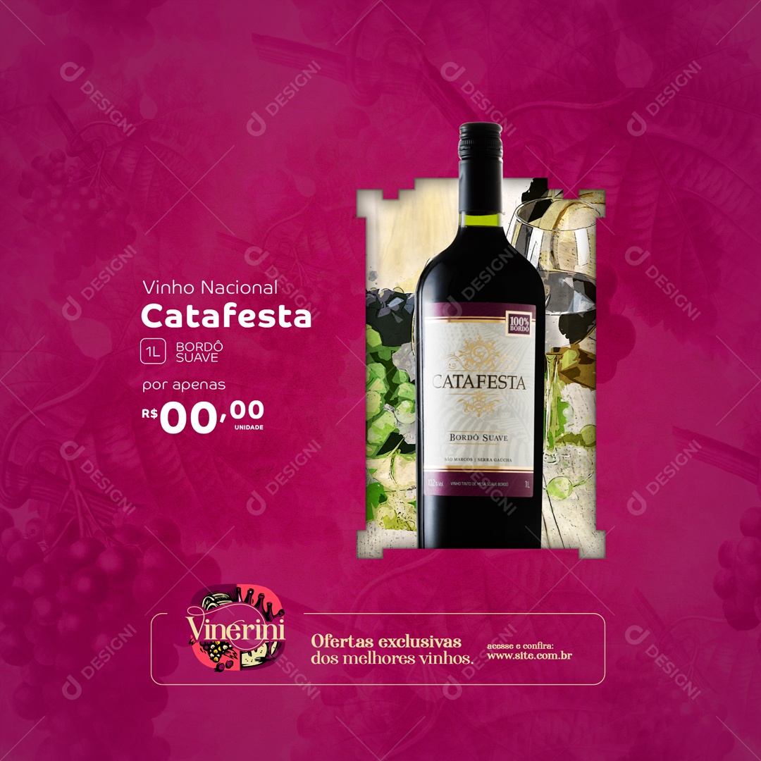 Vinho Nacional Catafesta em Oferta Casa de Vinhos Social Media PSD Editável