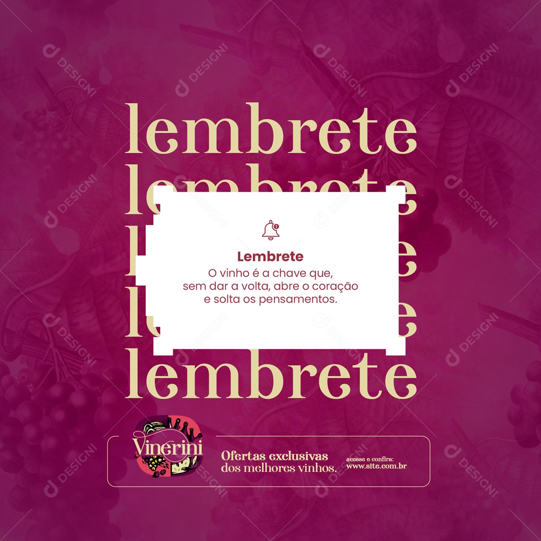 Lembrete Casa de Vinho Social Media PSD Editável