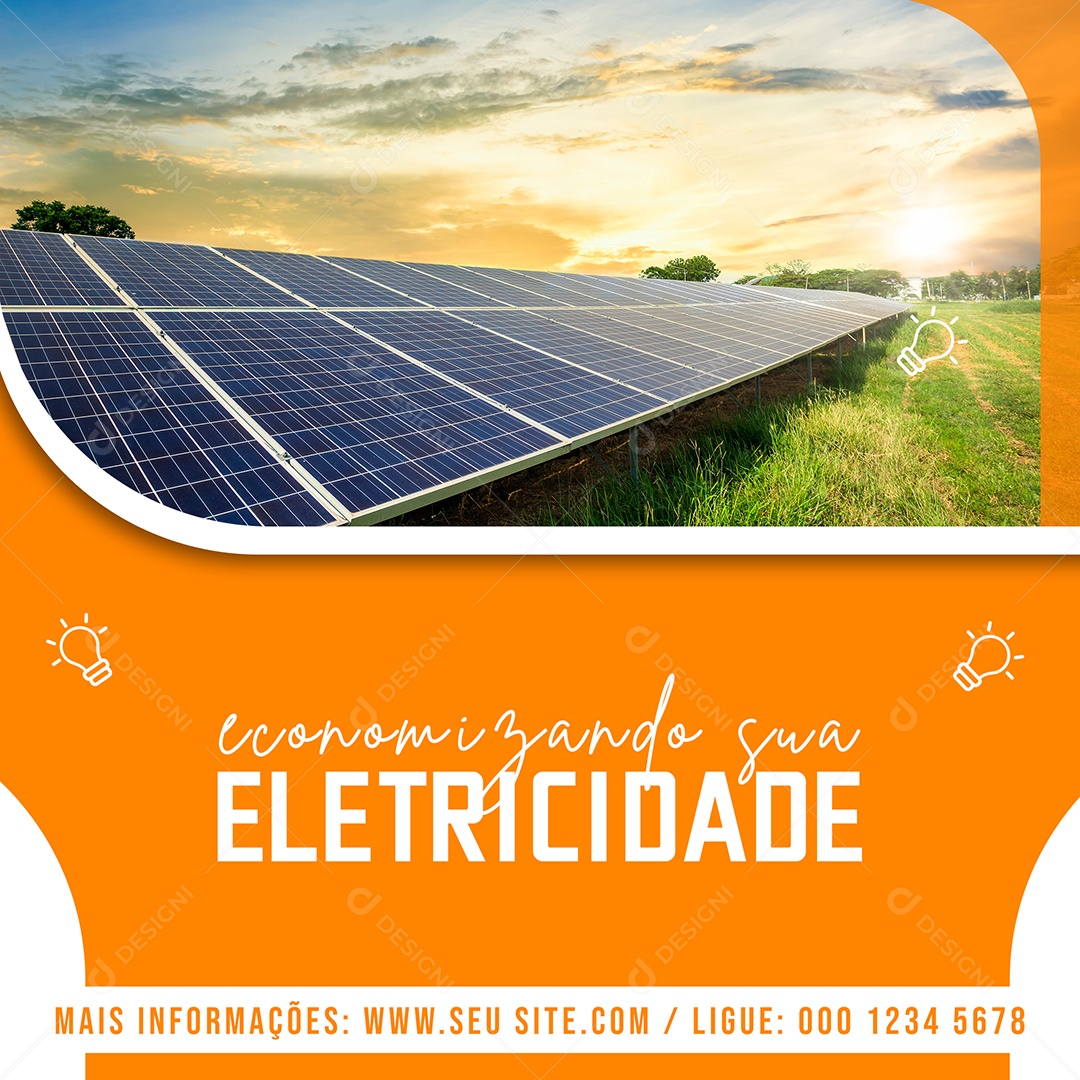 Economizando sua Eletricidade Energia Solar Social Media PSD Editável