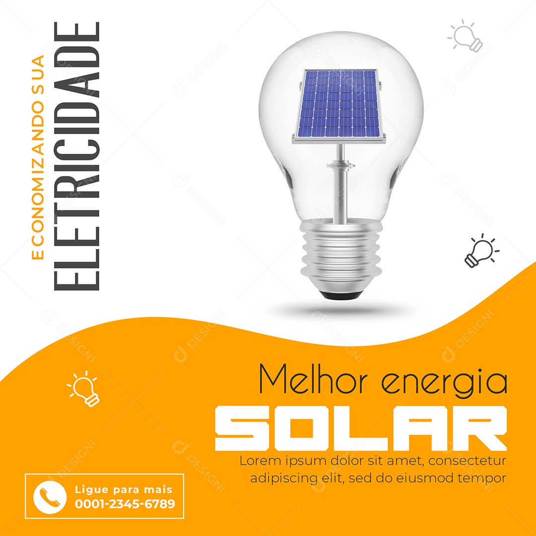 Economizando sua Eletricidade Melhor Energia Solar Social Media PSD Editável