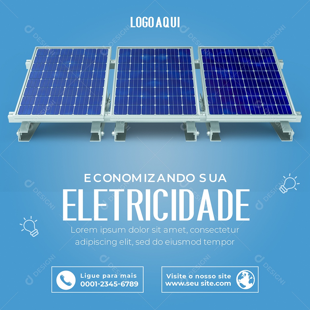 Economizando sua Eletricidade Energia Solar Social Media PSD Editável