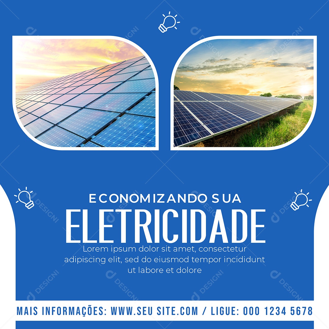 Economizando sua Eletricidade Energia Solar Social Media PSD Editável