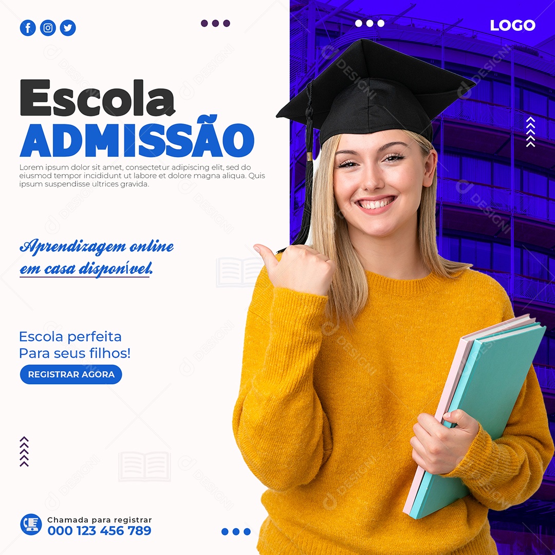 School Admission Now open for Enrollment Social Media Editable PSD