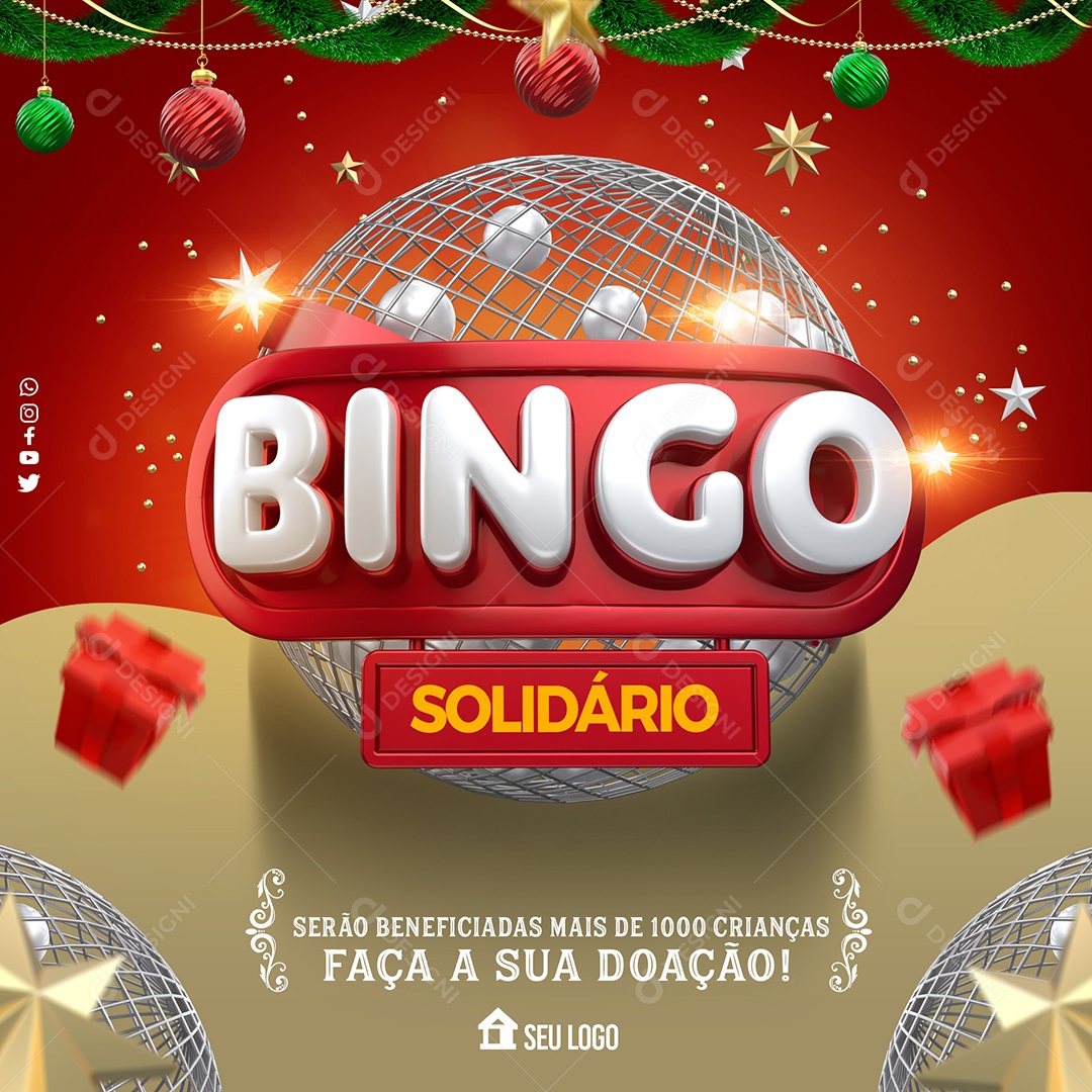 Bingo Solidário Serão Beneficiadas Mais de 1000 Crianças Social Media PSD Editável
