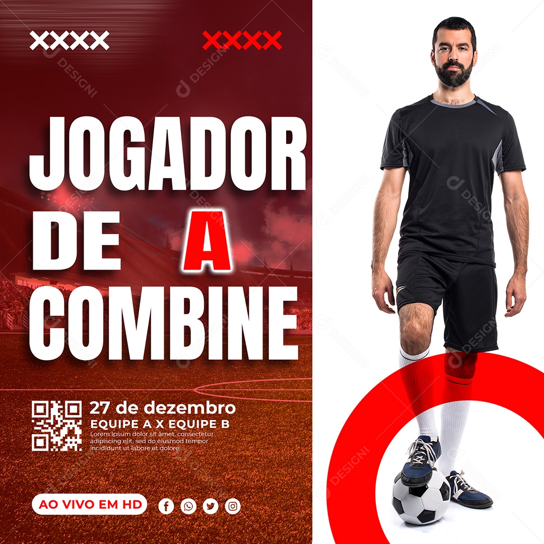 Combine o Jogador A Futebol Social Media PSD Editável