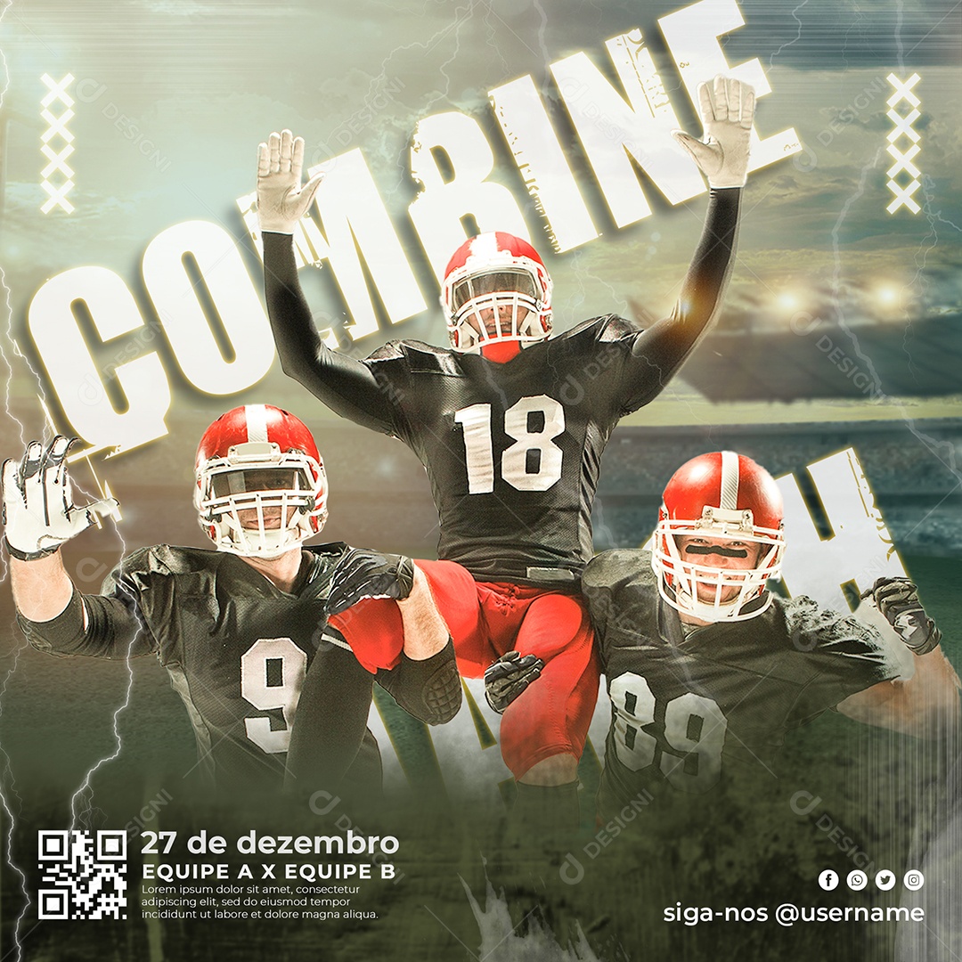 Combine Jogador Futebol Social Media PSD Editável