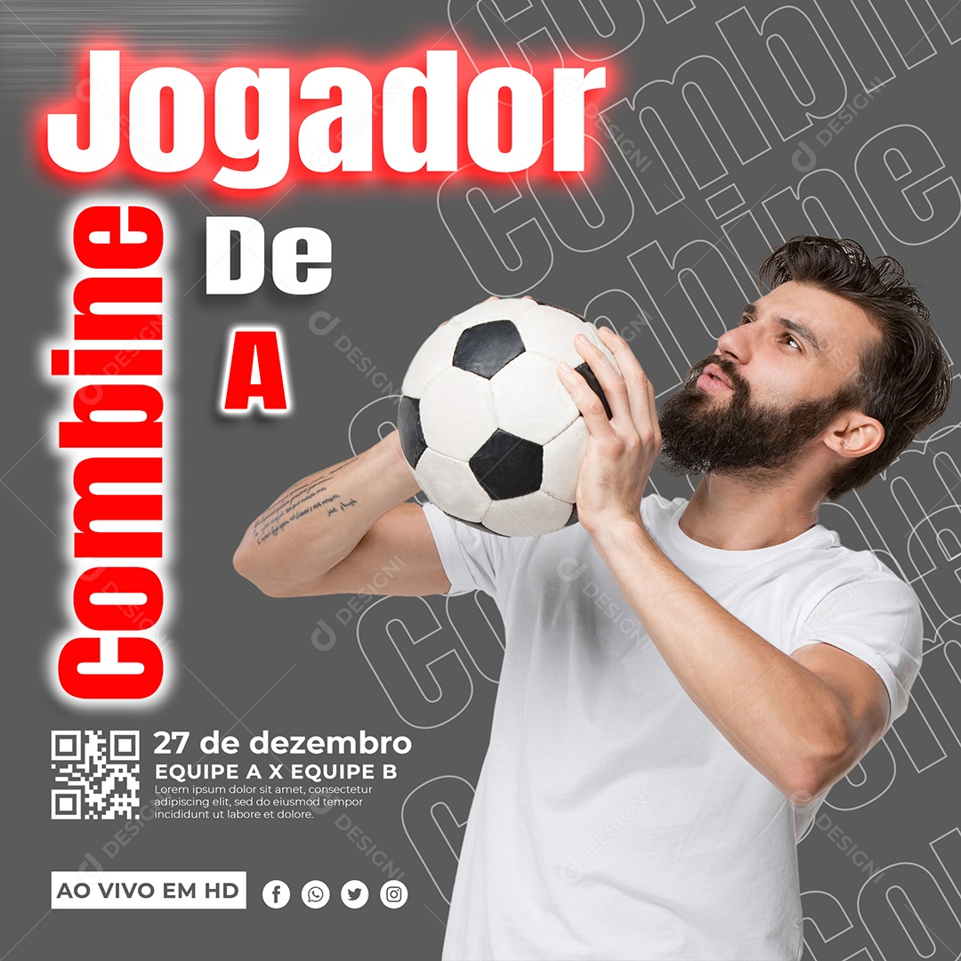Combine Jogador Social Media PSD Editável