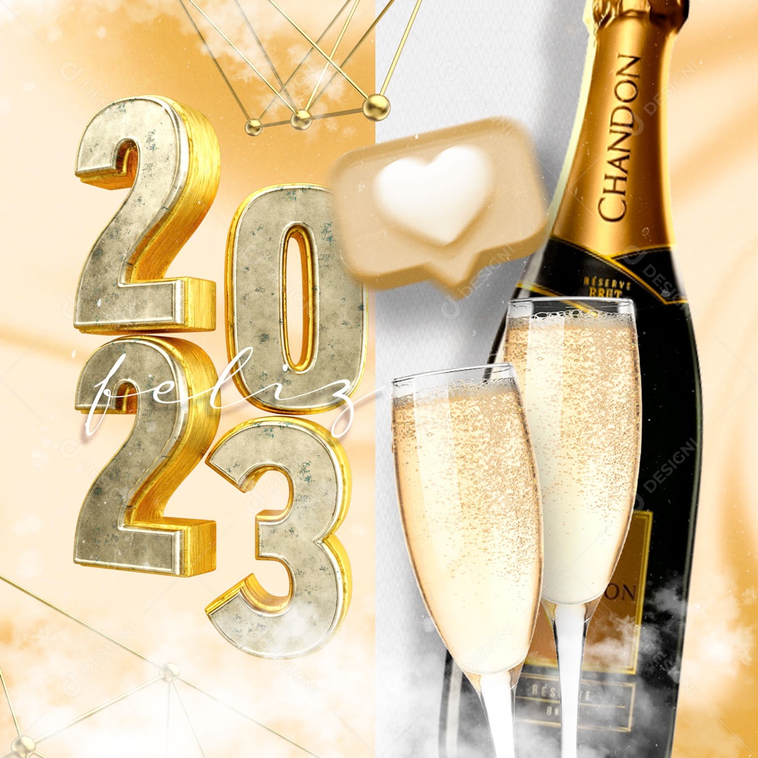 Feliz Ano Novo e um Próspero Ano Novo! Social Media PSD Editável