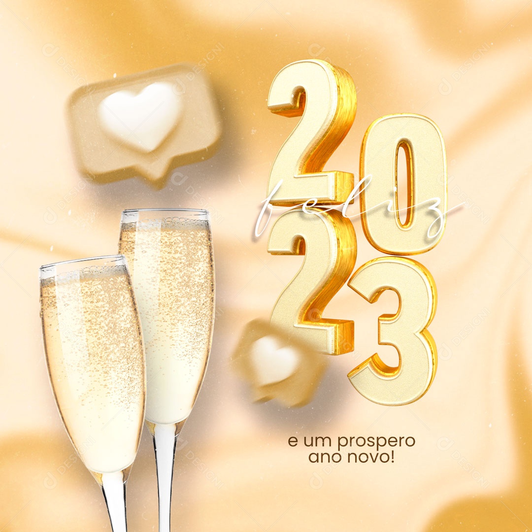 Feliz Ano Novo e um Prospero Ano Novo! Social Media PSD Editável