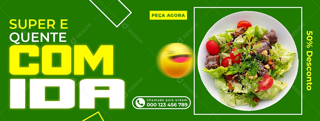 Banner Super e Quente Comida Restaurante Social Media PSD Editável