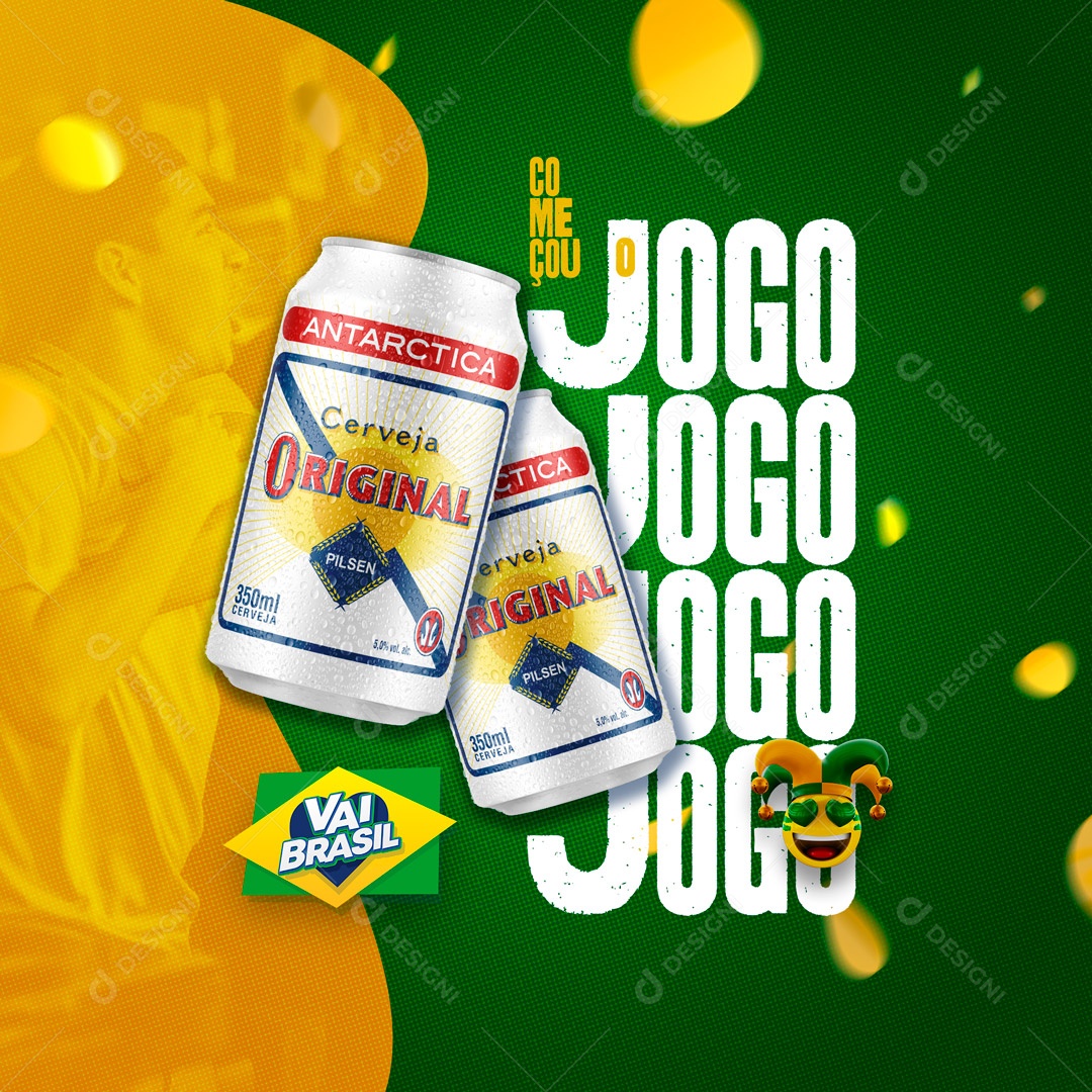 Começou o Jogo Vai Brasil Copa do Mundo Social Media PSD Editável