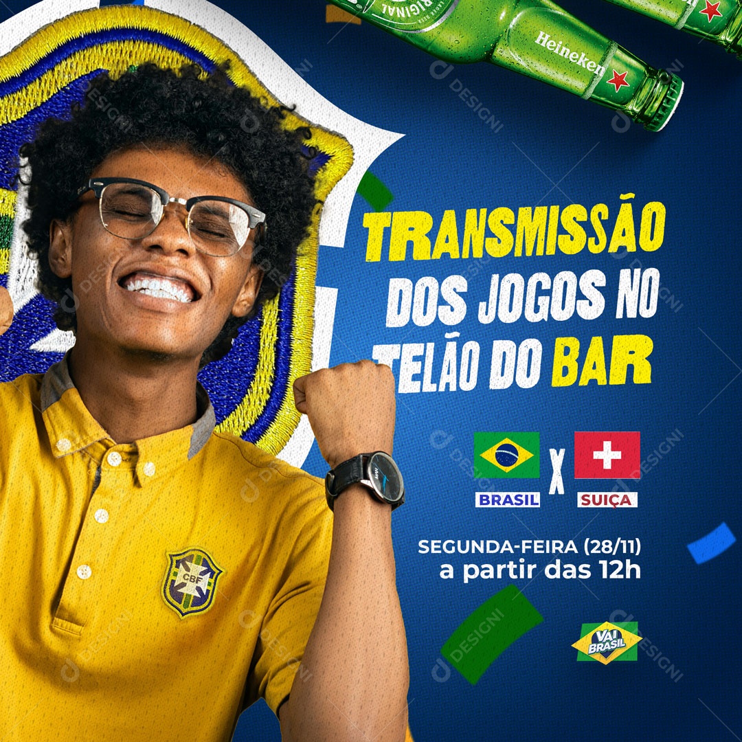 Transmissão Dos Jogos no Telão do Bar Copa do Mundo Social Media PSD Editável