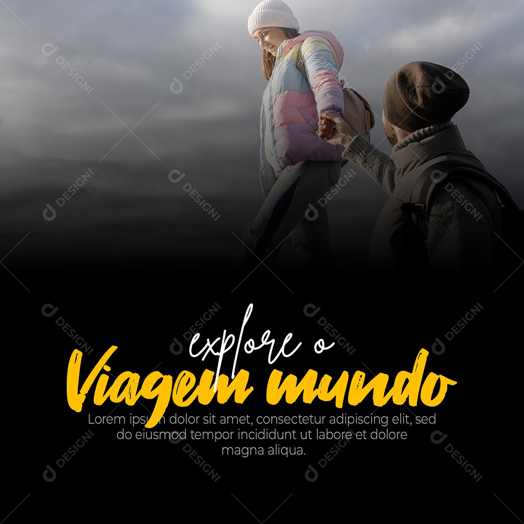 Explore e Viagem Mundo Agência de Viagens Social Media PSD Editável