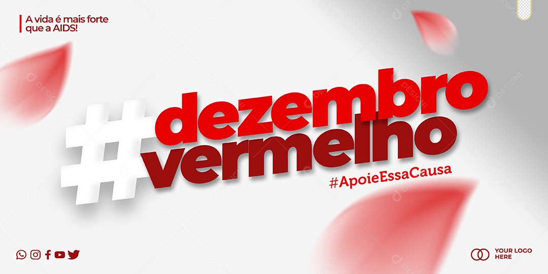 Banner Previna se Mês de Luta Contra a AIDS Dezembro Vermelho Social Media PSD Editável
